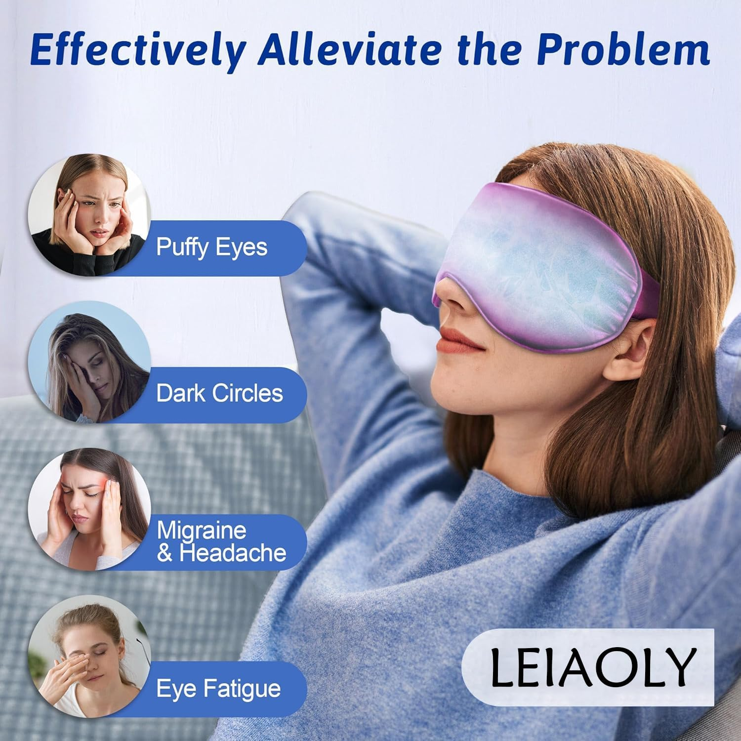 Cooling Eye Mask for Puffy Eyes, Cold Eye Mask Eye Ice Pack for after Eyes Surgery, Tension Stress Relief, Itchy Eyes, Headaches, Dark Circles - Purple - Purple image number 3