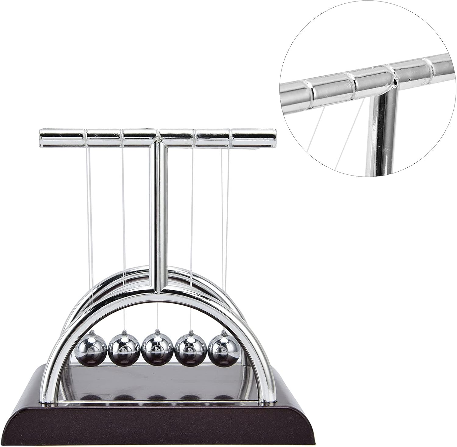 Newtons Balance Balls, Metal Balance Ball Art in Motion Toy with Plastic Base, Innovative Physics Science Educational Toy Pendulum Ball for Home Office Decoration image number 4