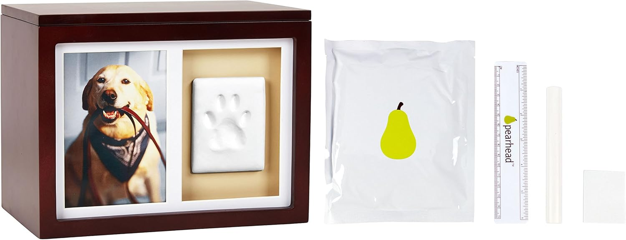 Pearhead Dog or Cat Paw Prints Pet Memory Box with Clay Imprint Kit, Perfect Pet Memorial Espresso image number 6