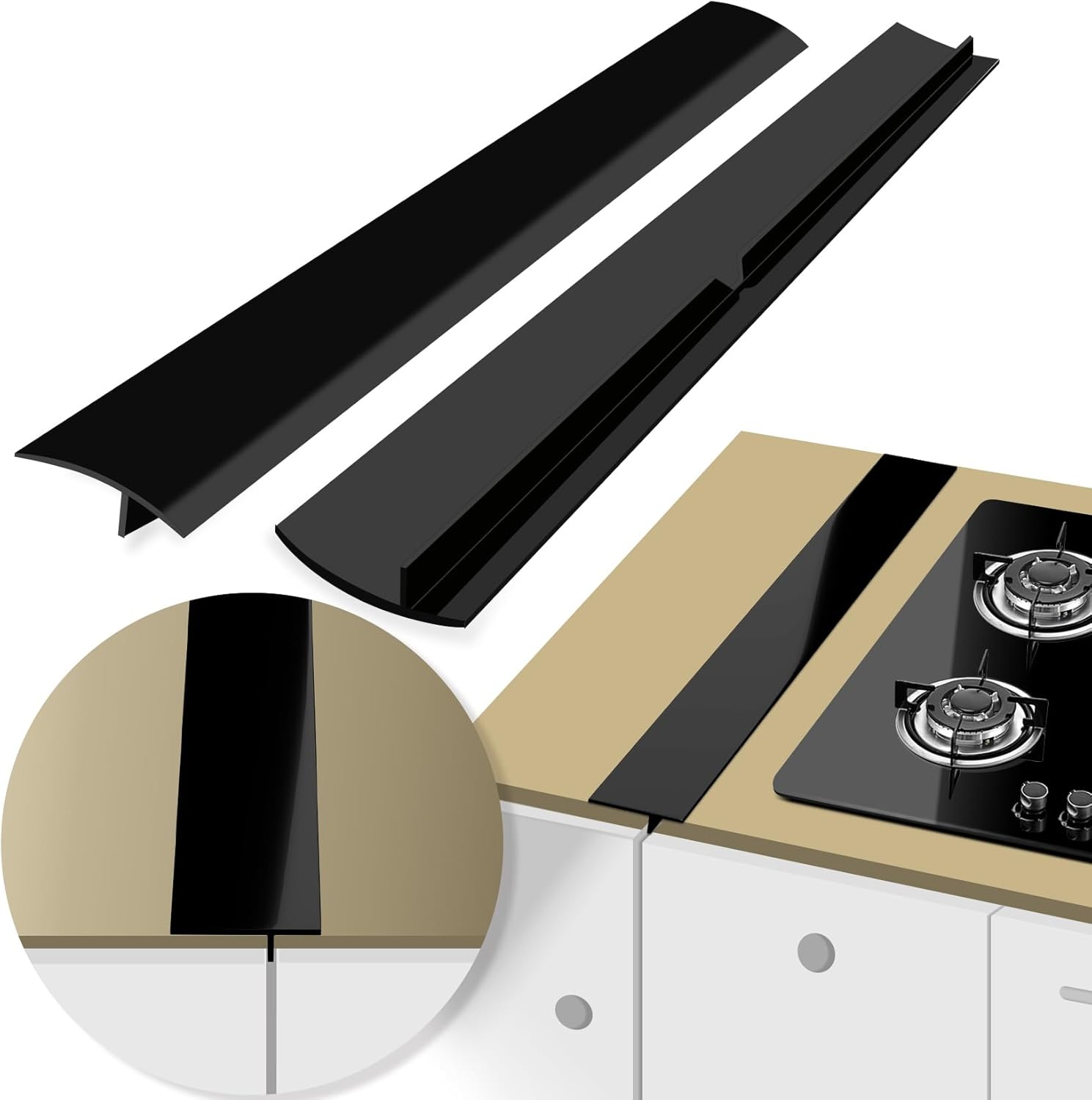 Gap Filler for Stove and Counter - Kitchen Stove Counter Gap Cover Silicone Gap Cover between Stove and Counter 21 Inches Black image number 5
