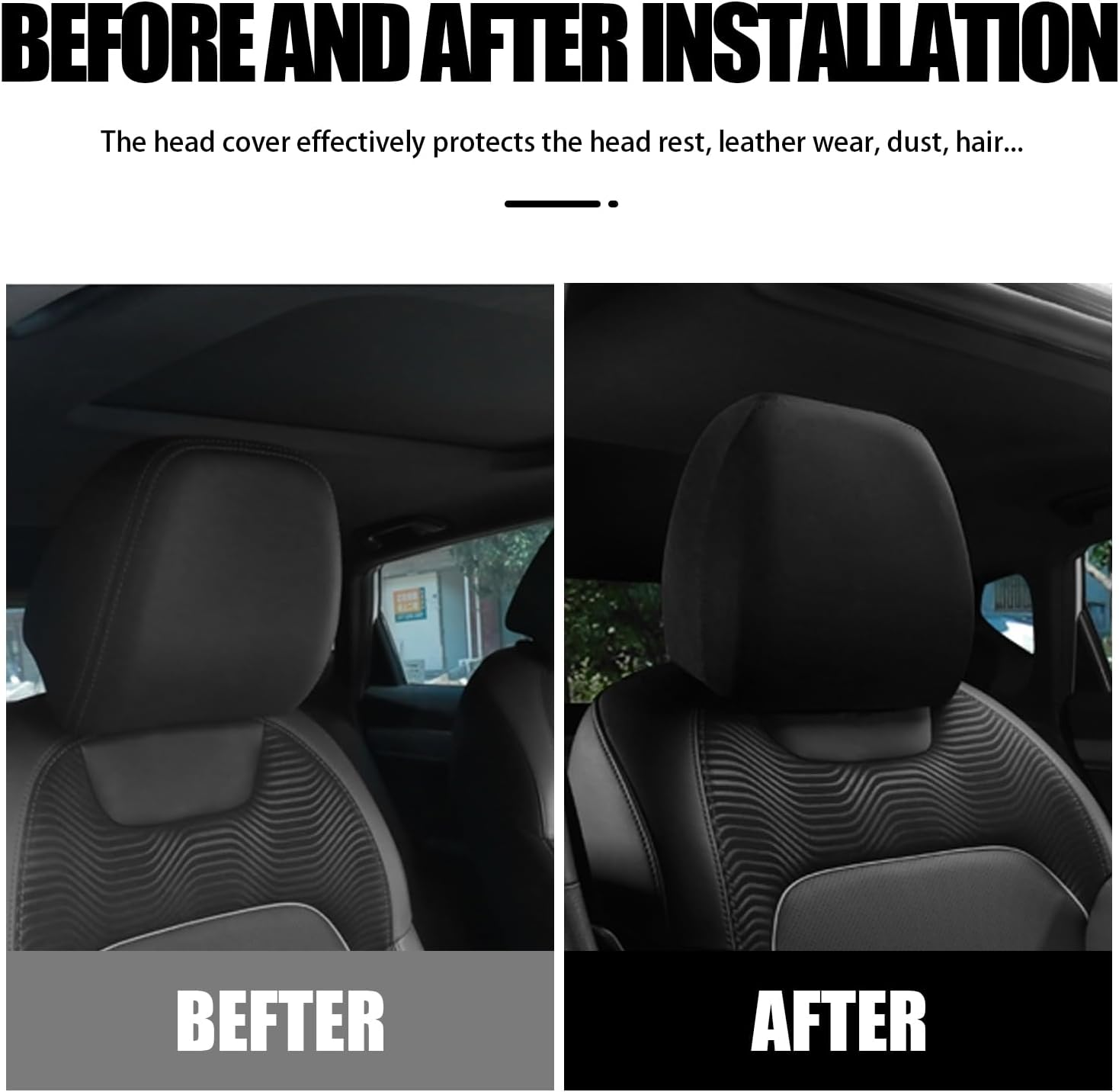 Sinytuto 4 PCS Car Headrest Protectors Replacements, Soft Foldable Breathable Durable Vehicle Seat Pillow Covers, Universal Fully Surrounded Automotive Pillow Accessories for Truck SUV Car (Black) image number 3