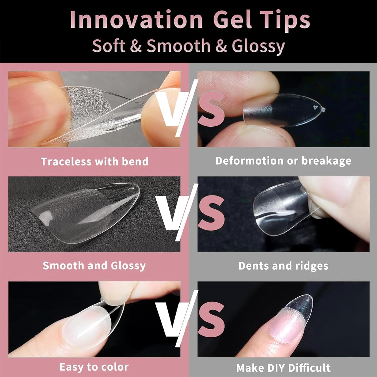 Gaivek 600 Pcs False Nail Tips, Medium Almond Gel Nail Extensions, Full Cover Press-On Nails Kit, Water Drop Shape Artificial Fingernails for DIY Manicure and Salon Use, 12 Sizes image number 4