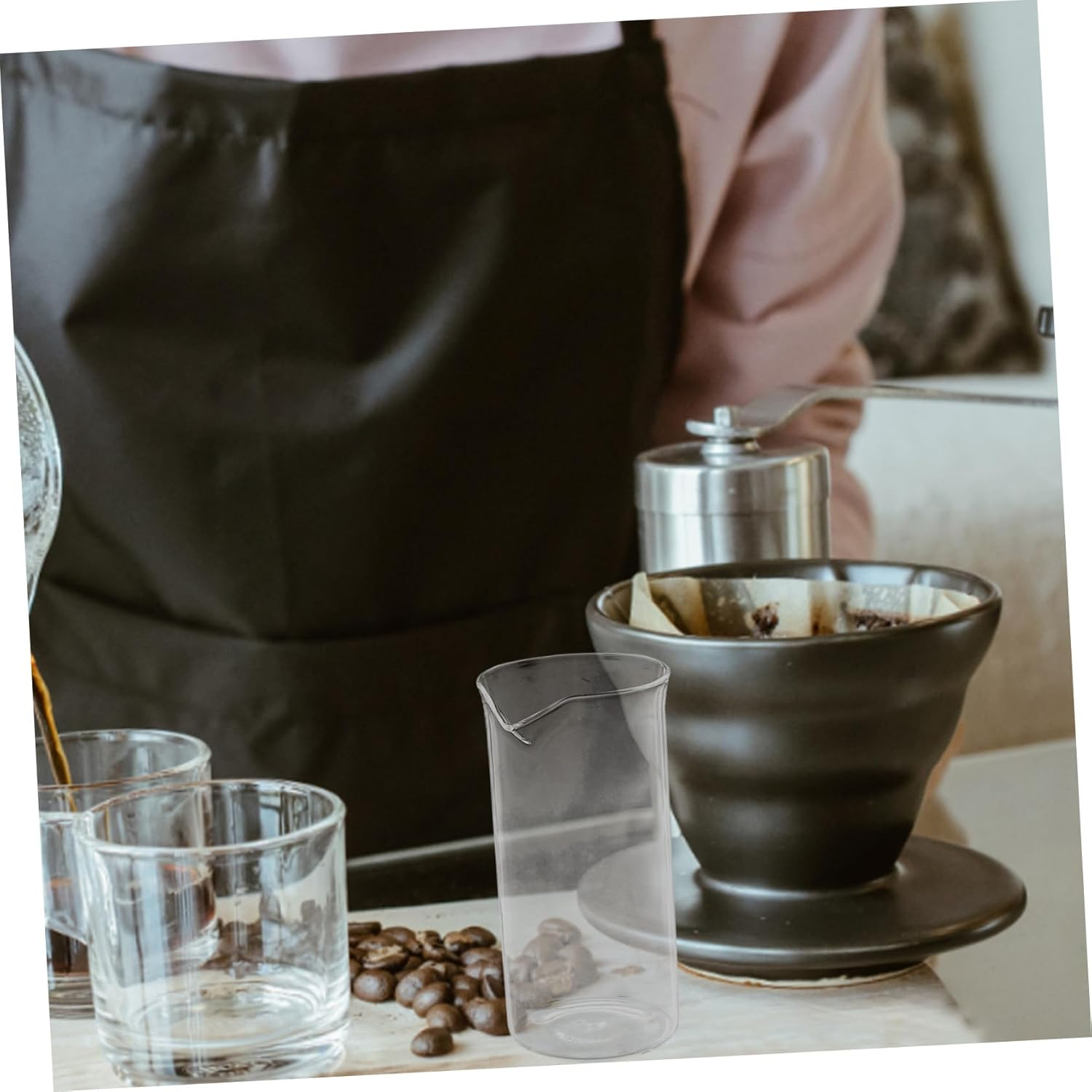 TOPPERFUN Glass Replacement Espresso Cup Making Pot Press Cup Coffee Maker Coffee Glass Pitcher image number 5