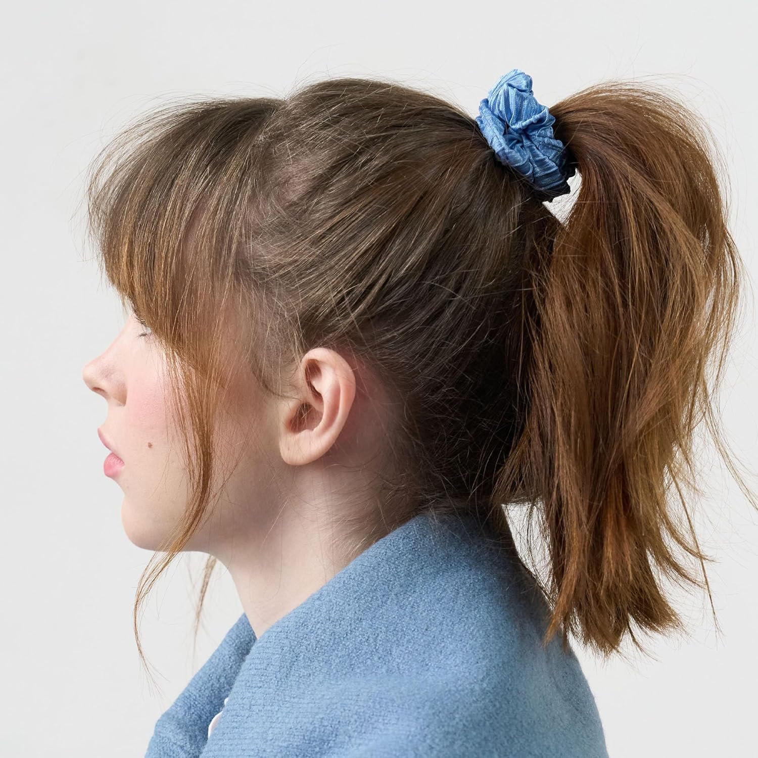 L. Erickson Large Pleated Satin Scrunchies, Alki 3 Pack Cool Multi Colors