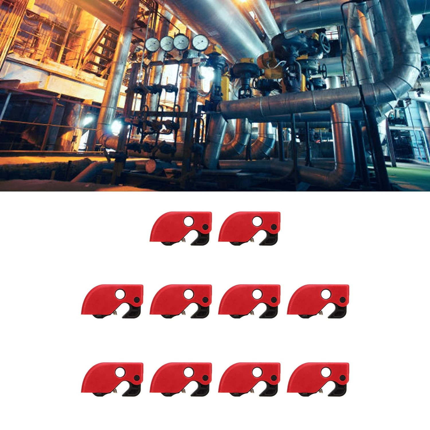 Circuit Breaker Lockout Device, 10Pcs Universal MCB Safety Lockout Tagout Breaker Lock Single and Multi Pole Breakers for Industrial, Chemical, Electric Power, Coal Mines image number 3