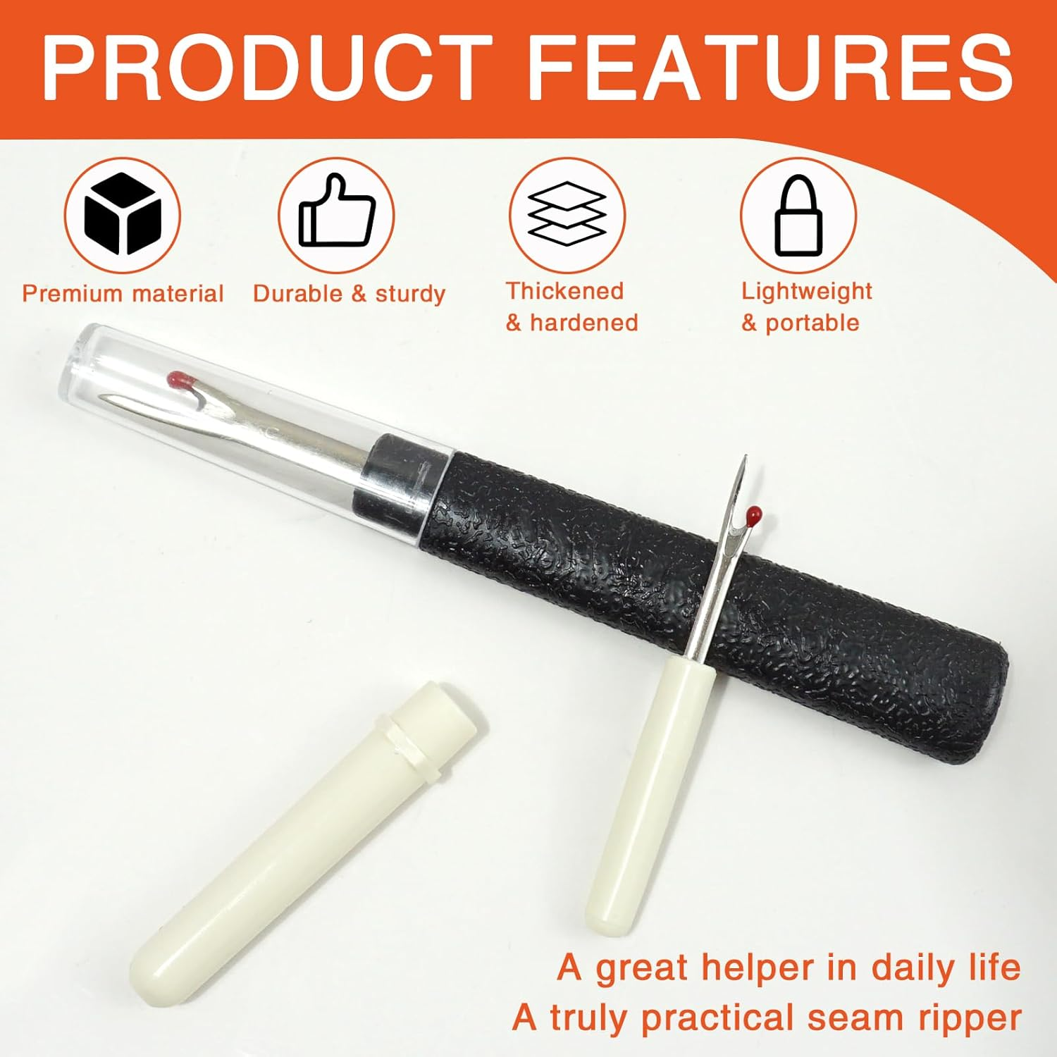 4 Pack Seam Ripper Stitch Remover Set - Sharp Steel Unpicker with Ergonomic Handles for Sewing, Quilting, Embroidery & Crafting, 2 Large & 2 Small image number 2