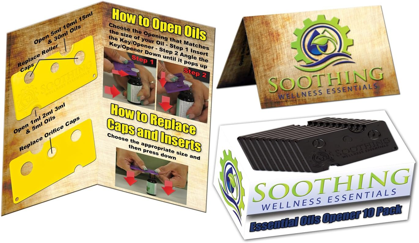 10 Pack Essential Oils Opener Key Tool Set - the Perfect Opener and Remover Accessory for Roller Balls and Caps on Most Bottles - for Doterra, Young Living, Aura Cacia & More (Jet Black)