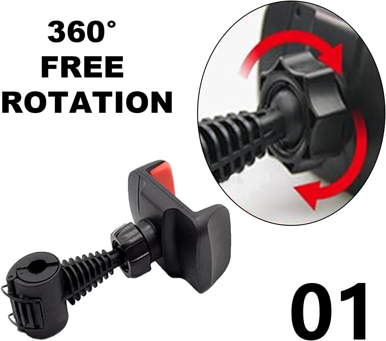 Car Headrest Phone Mount, Universal Back Seat Holder, 360&deg; Swivel Rotation, Black image number 2