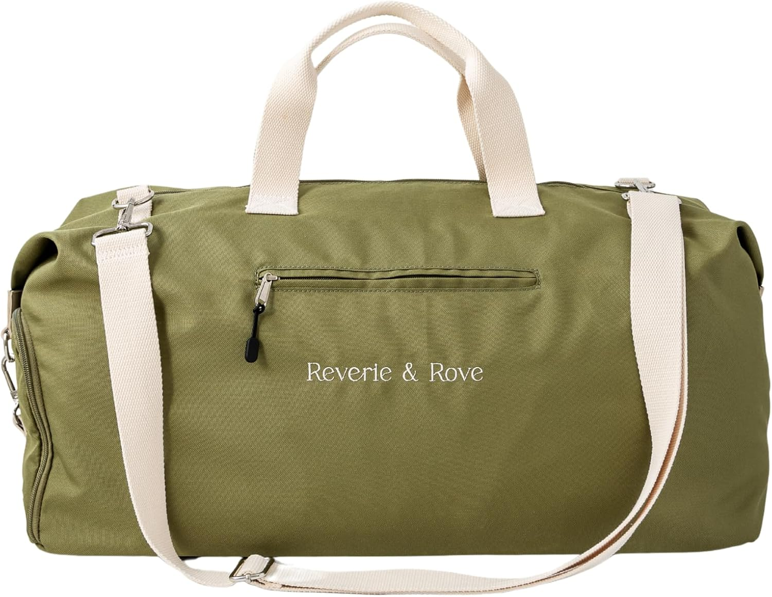 Reverie & Rove All-In-One Travel Duffle Bag &ndash; Large 49L Duffel Gym Bag, Weekends, Carry-On, Versatile Overnight Bag with Shoe Compartment & Padded Laptop Sections &ndash; Durable & Stylish (Olive Green) image number 6