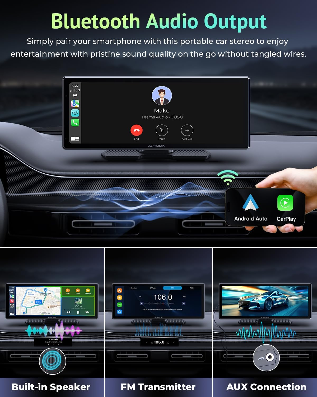 [2024 Upgrade] Apple Carplay Screen for Car&Android Auto Screen with 2.5K Dash Cam,Backup Camera,Portable 9.3" HD IPS Screen for Car,Gps Navigation,Bluetooth,Airplay,Aux/Fm for All Vehicles image number 2