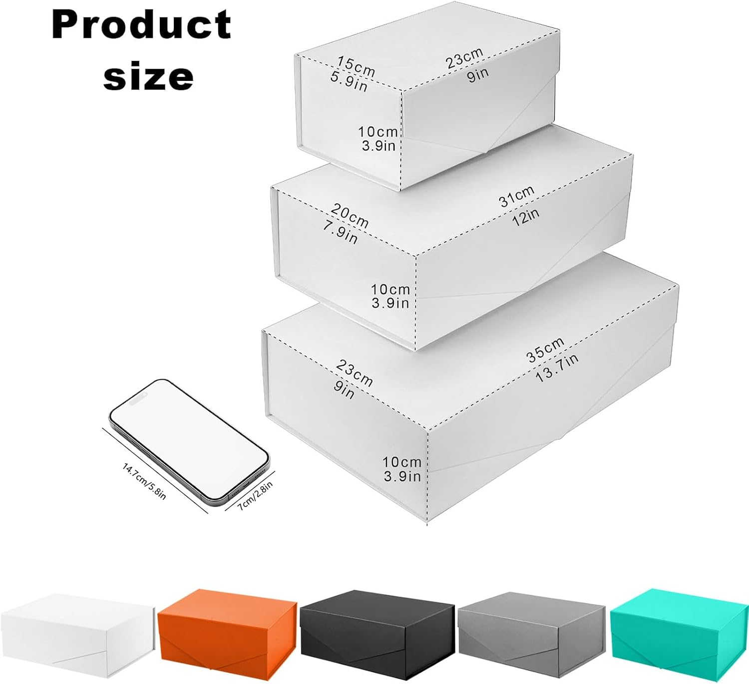 5Pcs Gift Boxes with Lids for Presents, White Boxes for Bridesmaid Proposal and Groomsme for Bridal Showers, Jewelry, Watches, and Elegant Gift Presentations, Magnetic Closure Box (White, 31X20X10Cm, 5PCS) image number 2