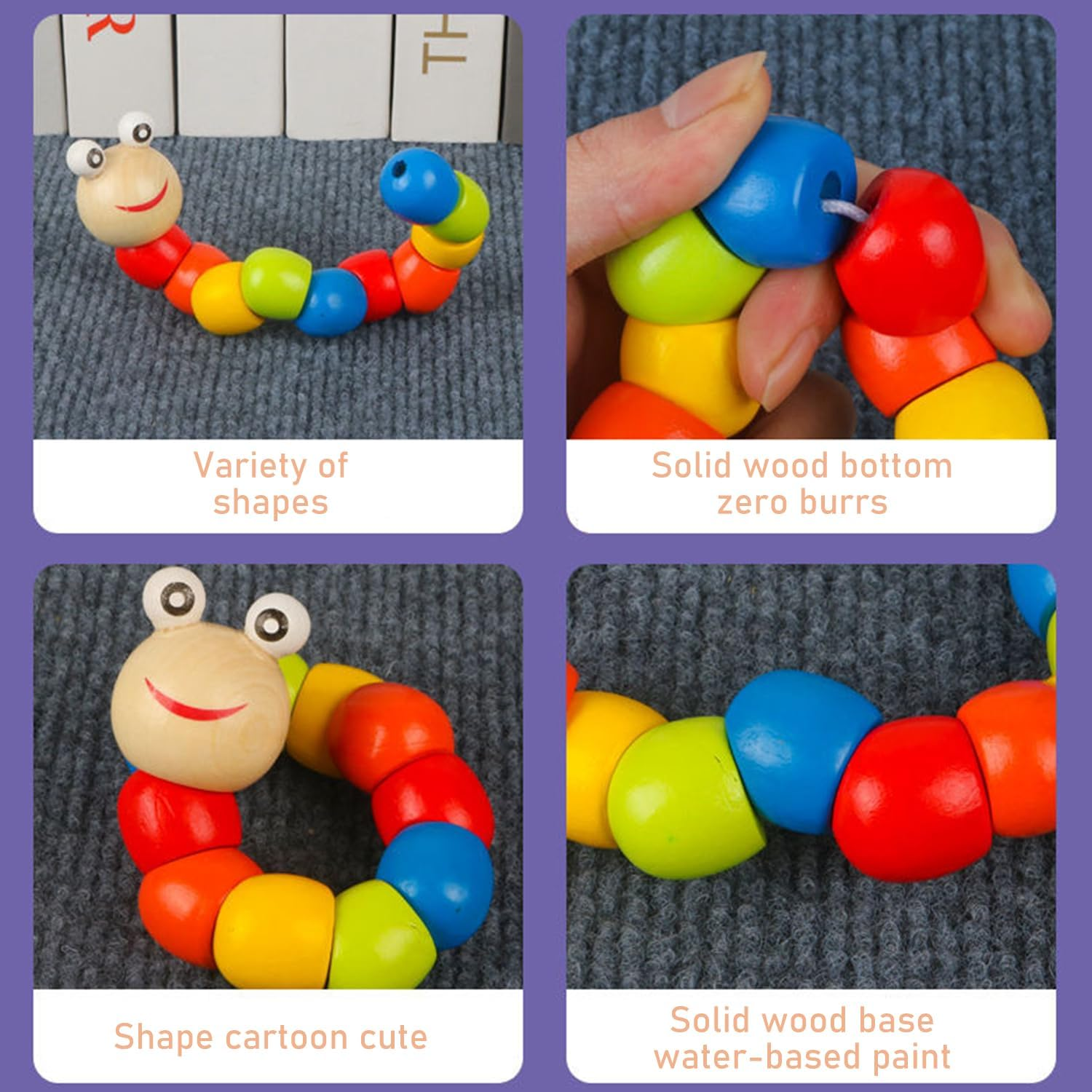 Uandhome Montessori Toys Set,10 in 1 Kids Wooden Toddler Sensory Toys,Preschool Educational Learning Toy with Wooden Sorting & Stacking Xylophone Bead Maze Sand Hammer for 3 Years Old Boys Girls Gift image number 4