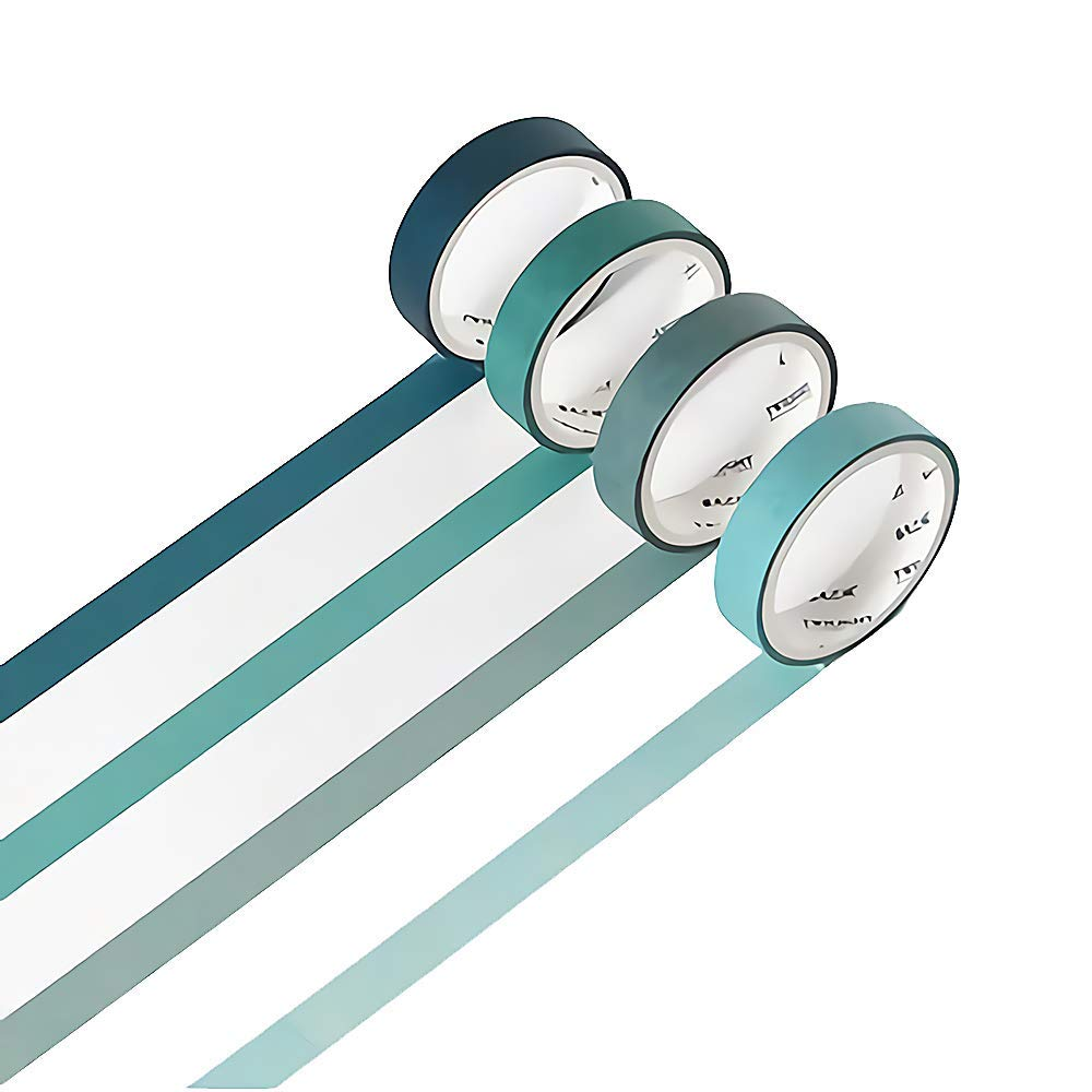 Set of 4 Natural Color Washi Masking Tape, Sticky Paper Tape for DIY, Decorative Craft, Gift Wrapping, Scrapbook, 7-Basic Style