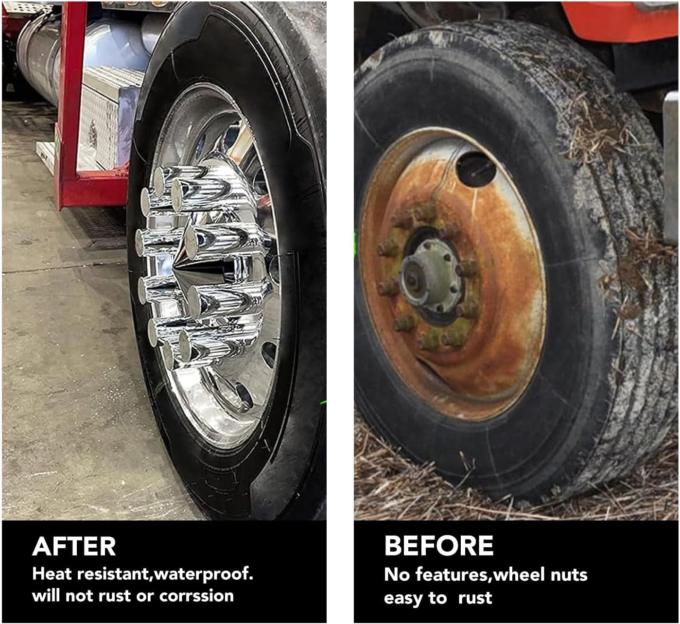 Lug Nut Covers ABS Chrome Plastic anti Rust 33Mm Flanged Lug Nut Caps,Wheel Lug Nut Cover Set,Lug Nut Covers for Trucks Trailers and Vehicles (20Pcs) image number 5