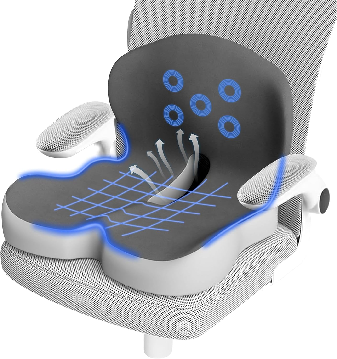 Office Chair Cushion with Lumbar Support Pillow Memory Foam Seat Cushions Ergonomic Dual Layer Integrated Back Pillow for Sciatica Pain Relief for Office Gaming Chair image number 3