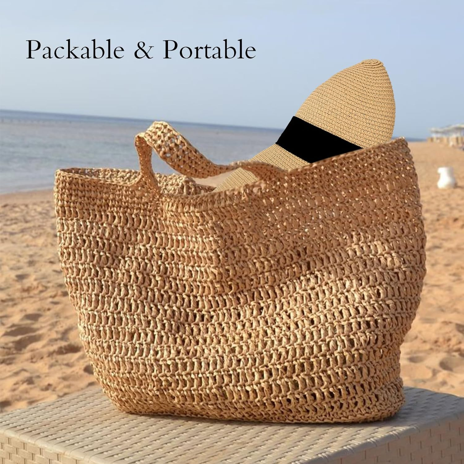 Surblue Straw Summer Hat Women'S Floppy Sun Hat Wide Brim Beach Bow Hat - Beige image number 5