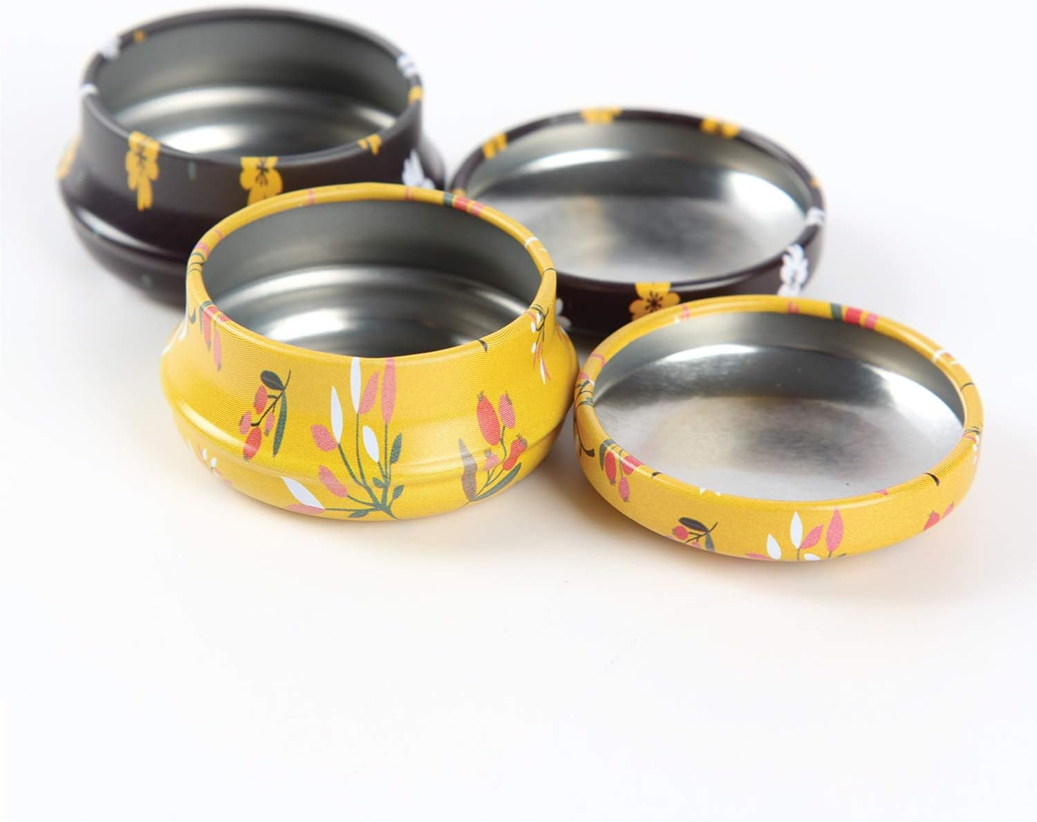 Skylarlife Lip Balm Tin Jars/ Cream Jar Skylarlife Metal Tin with Lid/ Tin Cans/ Gift Containers for Candles Making, DIY Lip Balm Containers, Cosmetics Ointment, Cream Jar Jewelry round Jars with Lids/ Pack of 12 (Cartoon, Nature, Flower, Universe) (Flower) image number 5