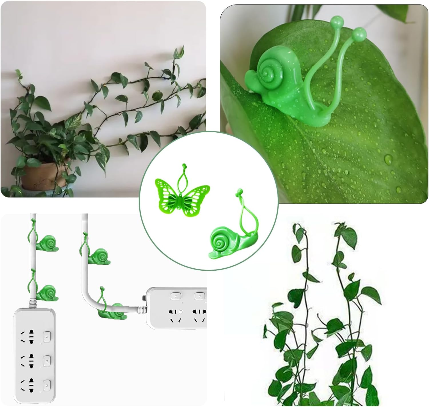 Revylink 50Pcs Snail Plant Clips for Vines Butterfly Wall Plant Clips for Climbing Training Sticky Hooks Hanging Plants Climbing Wall Fixture Clips Plant Climber Vine Plant Support Green image number 5