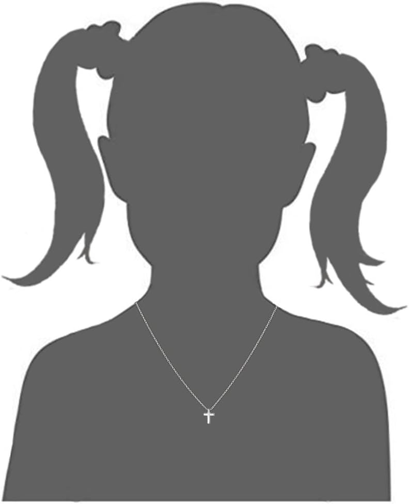 TEMICO Tiny Simple Cross Pendant for Children Boys Girls Stainless Steel Small Necklace with 16" Chain