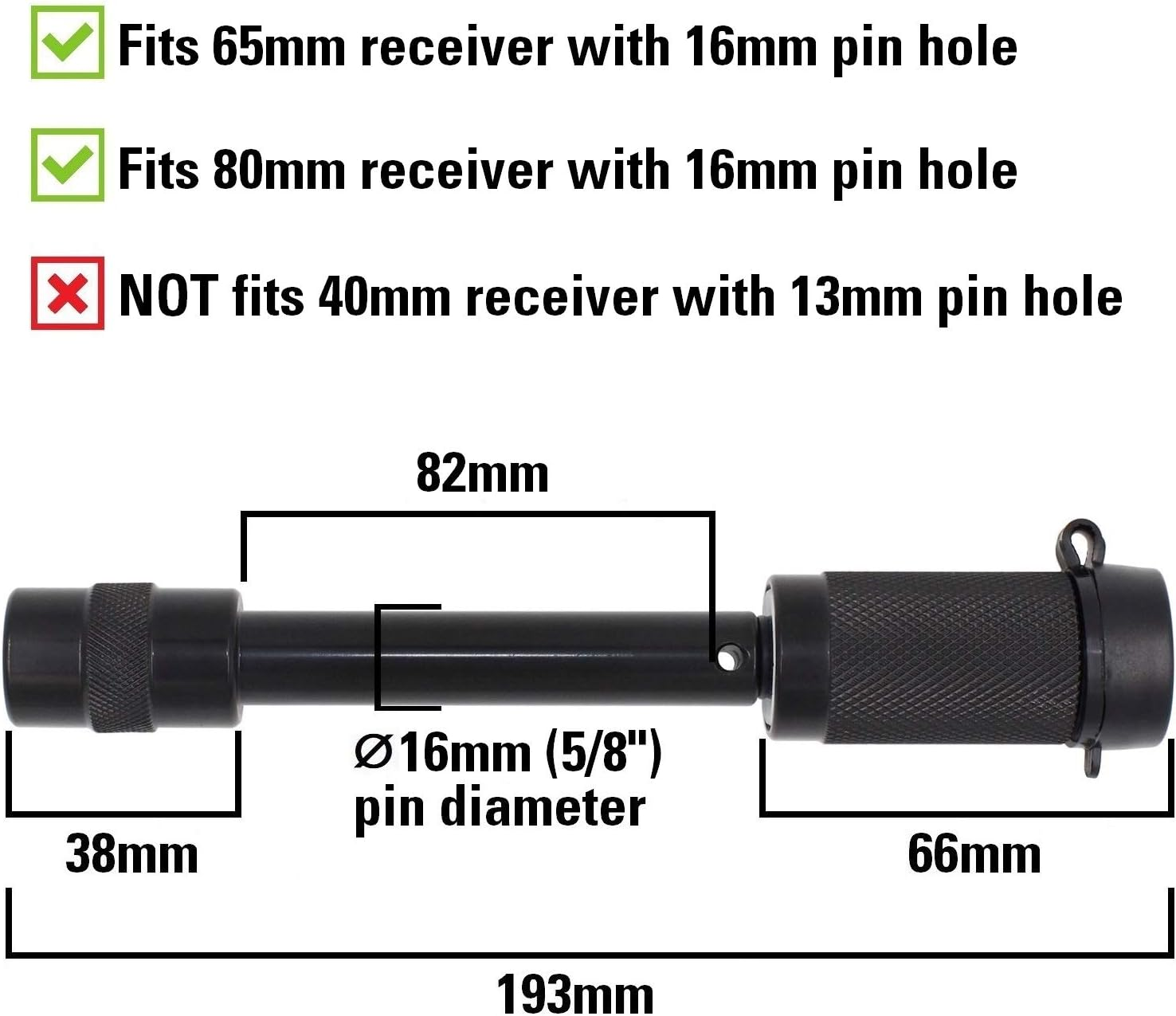 Towworks 79631 Keyed Unique Hitch Pin Lock, 16 Mm (5/8 Inch) Diameter Locking Pin with Double Safety, Extra Long Fits All Common Hitch Receivers from 65 Mm to 80 Mm image number 1