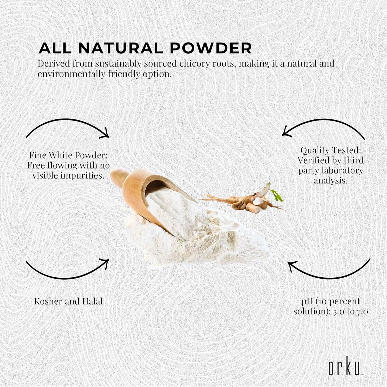 Orku 2Kg Chicory Root Inulin Powder - Unflavoured Natural Prebiotic Fibre image number 2