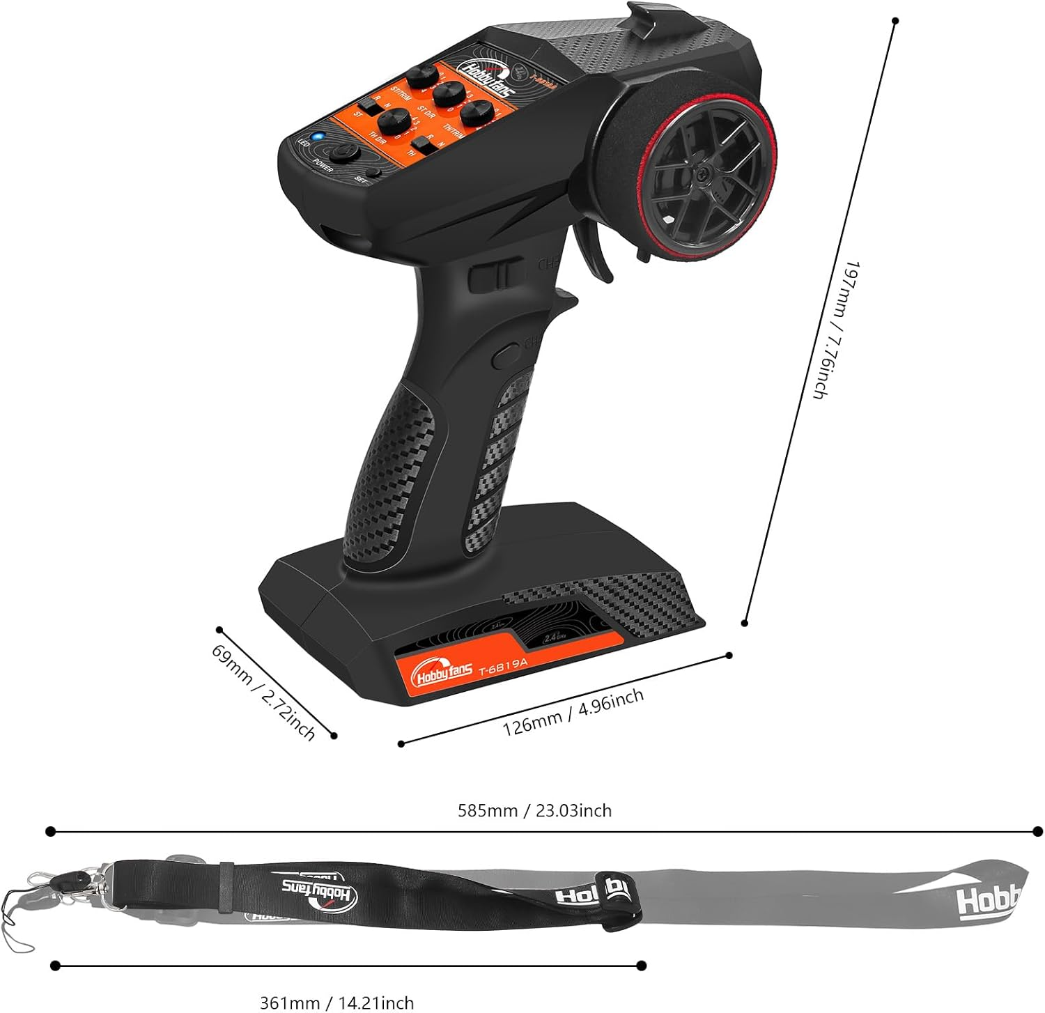 Hobby Fans RC Radio System 4CH 2.4G RC Transmitter with Receiver and Lanyard Anti-Jamming Remote Controller for RC Car Crawler Boat image number 1