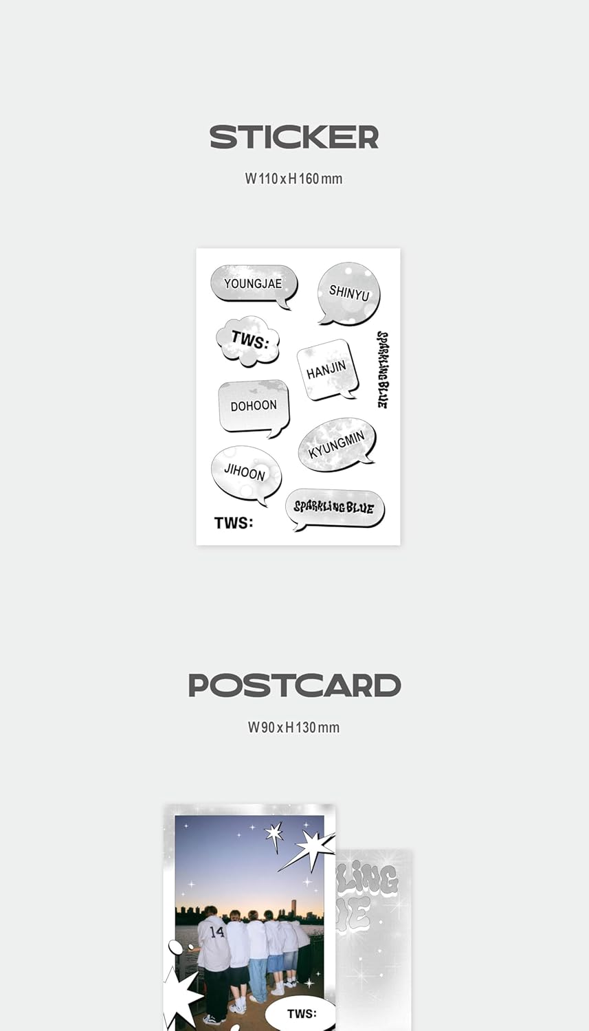 TWS Sparkling Blue 1St Mini Album Weverse Albums Version Dust Jacket+1P QR Card+48P Photobook+1Ea Sticker+1P Postcard+1P Photocard+Tracking Sealed image number 2