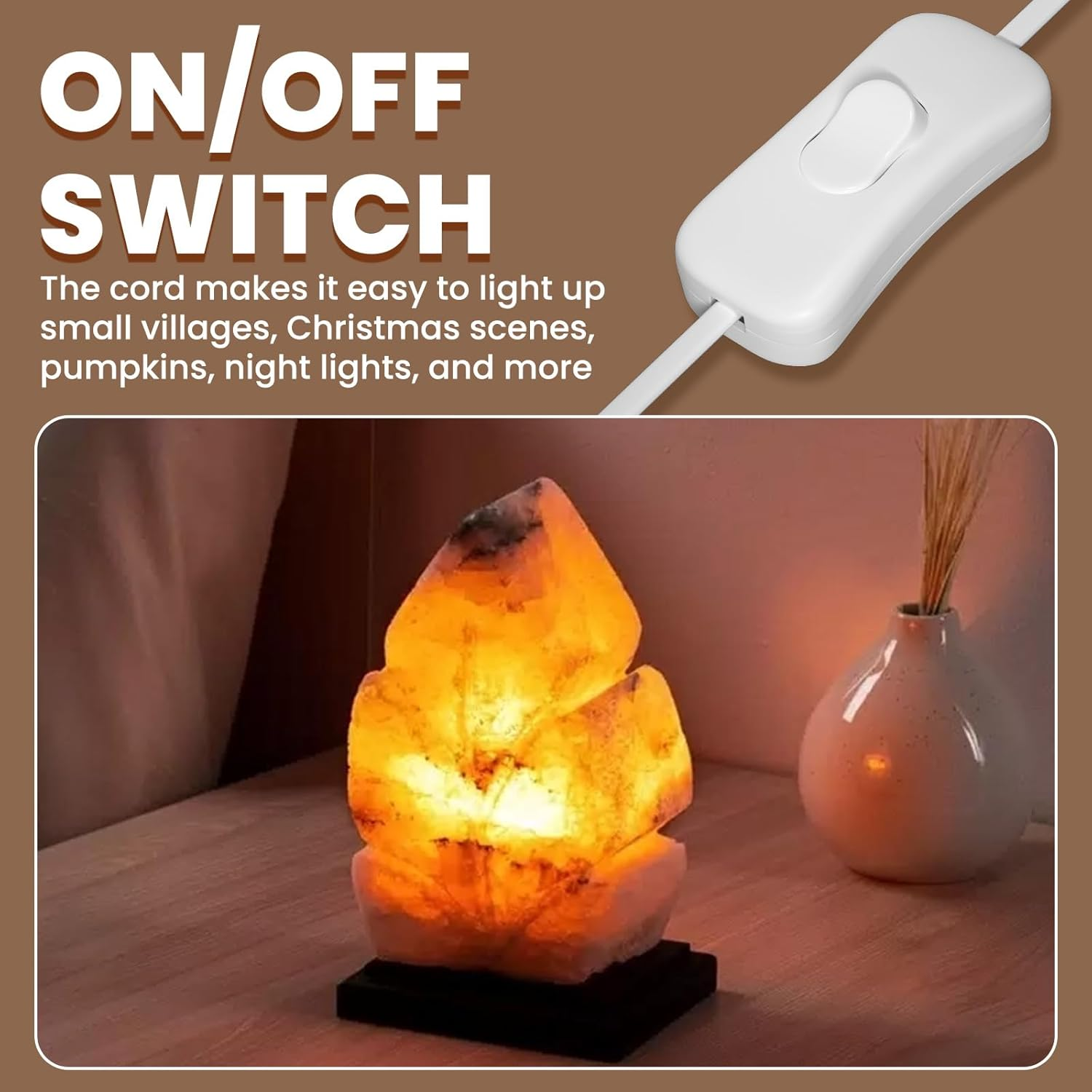Tobebright 2X Salt Lamp Cord with On/Off Control Safe Plug and 6 Free E14 Bulbs, Salt Lamp Cord 1.8M, White Salt Lamp Power Cable Replacement Light Fitting Spare, for Himalayan Crystal Salt Rock Lamp