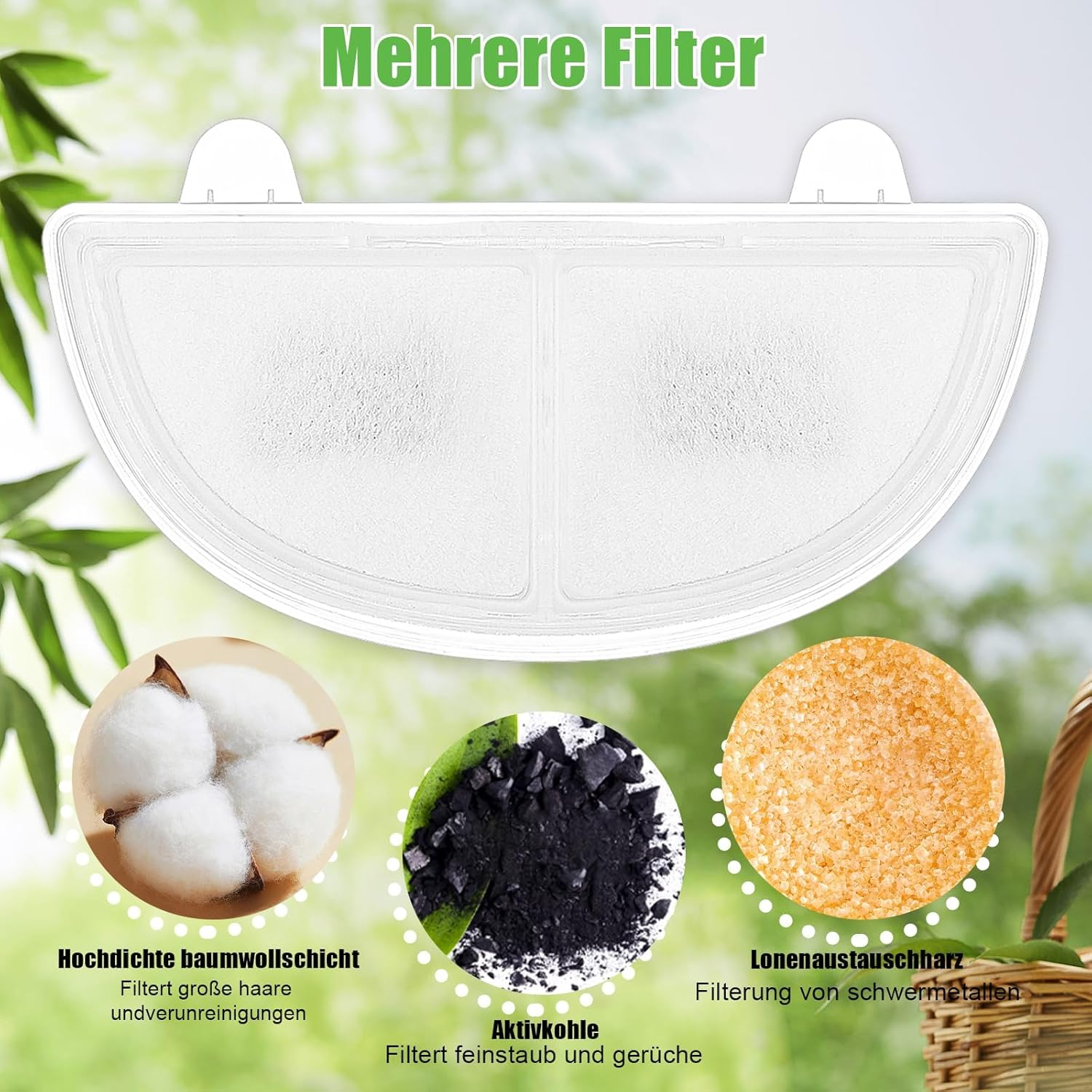 Pack of 3 Cat Fountain Filter Cat Fountain, Multiple Filtering Activated Carbon Drinking Fountain for Cats Cat Fountain Wireless Cat Fountain for Cats Drinking Fountain for Dogs image number 5