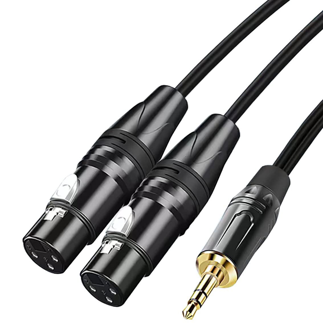 Dual Female XLR to 3.5Mm Y-Splitter Cable, Tunghey Unbalanced XLR Female to 1/8 Inch Mini Jack TRS Stereo Aux Interconnect Audio Mic Breakout Patch Cord (1.5M)