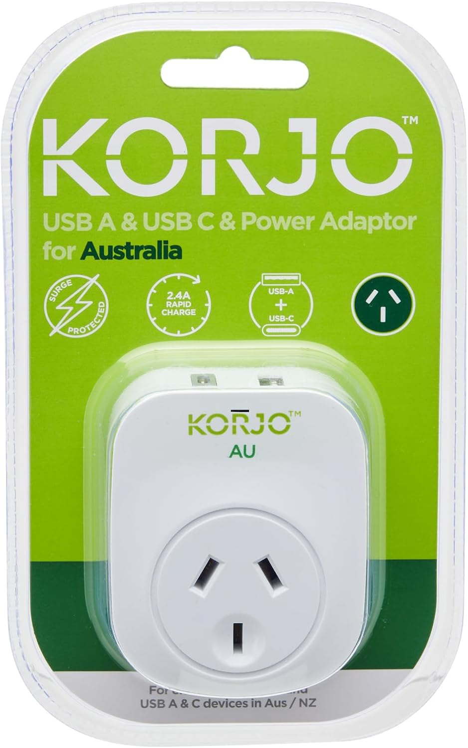 Korjo USB A&C & Power Adaptor - AU, White