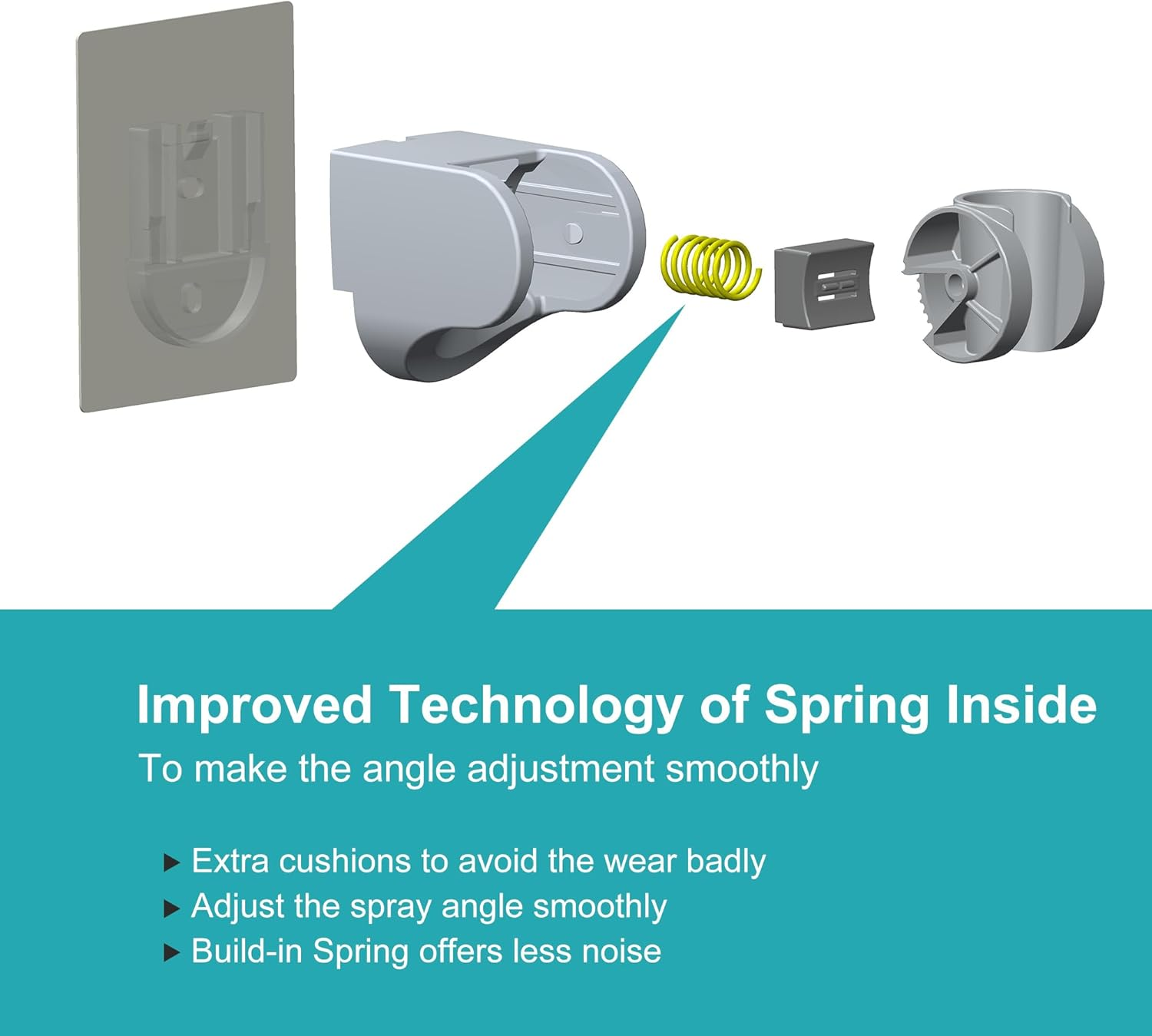 Gwernkb Shower Head Holder Strong Adhesive No Drilling Wall Mount Adjustable Handheld Showerhead Bracket for RV Kids Bathroom Shower,Fix Firmly and Use Conveniently (Silver, 1) image number 3