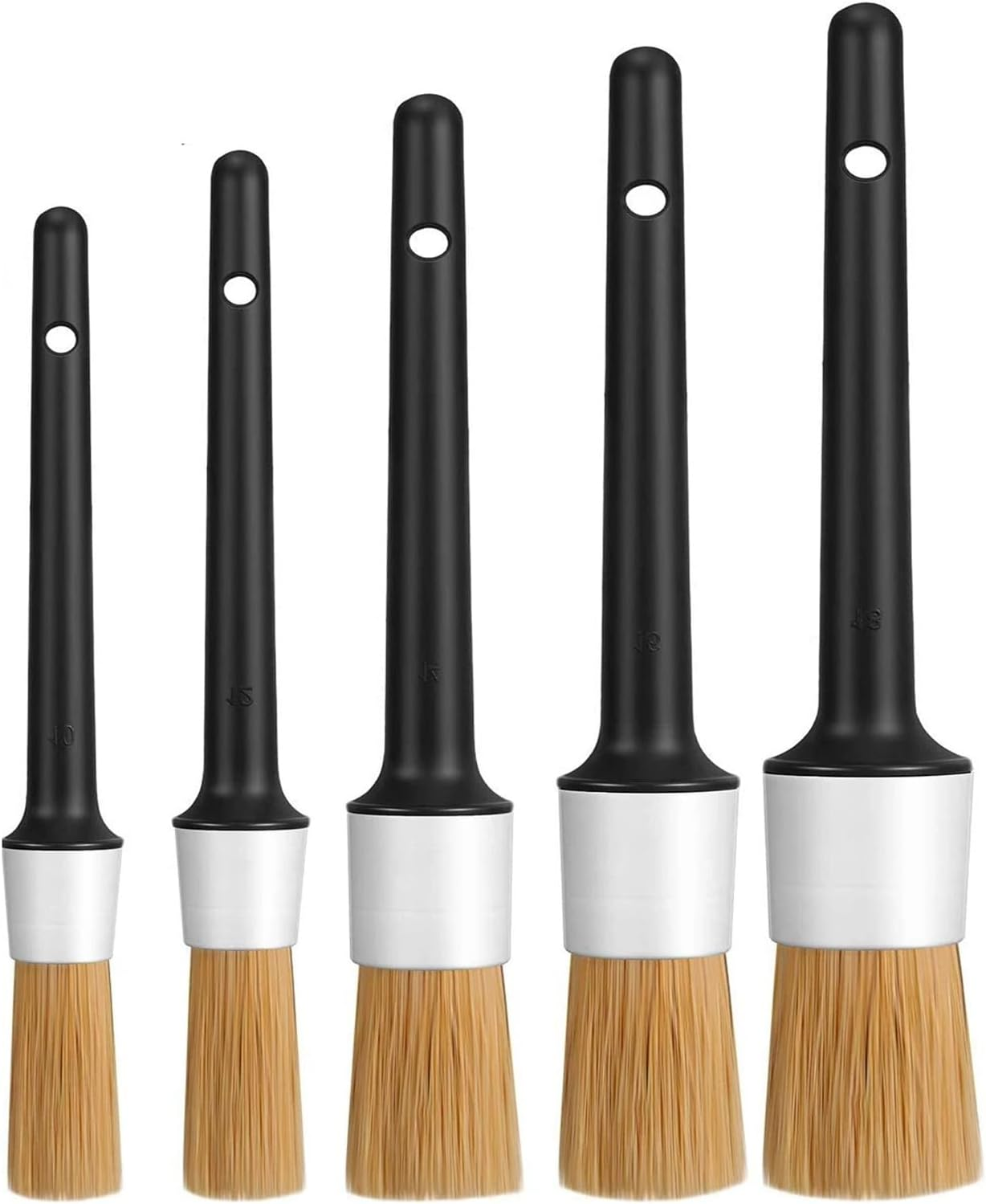 5 PCS Car Detailing Brush Set &ndash; Boar Hair Detailing Brushes for Wheels, Dashboard, Engine Bay, Air Vents, Grilles & Trim &ndash; Soft & Durable Auto Cleaning Brushes for Cars, Trucks & Motorcycle (White) image number 1