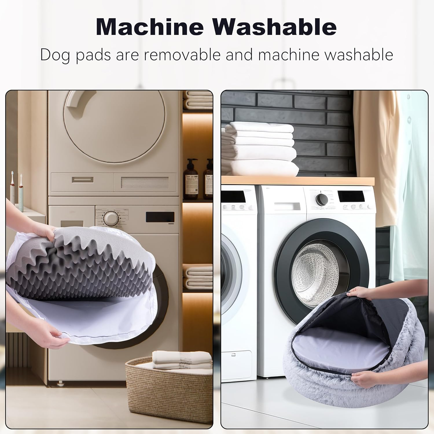 Best Baisite Size XL Medium and Large Orthopedic Dog Bed, Soothing Donut Shaped Pet Bed, Washable and Removable Bed Cover Non-Slip Bottom, 105X75X25Cm Gray image number 4