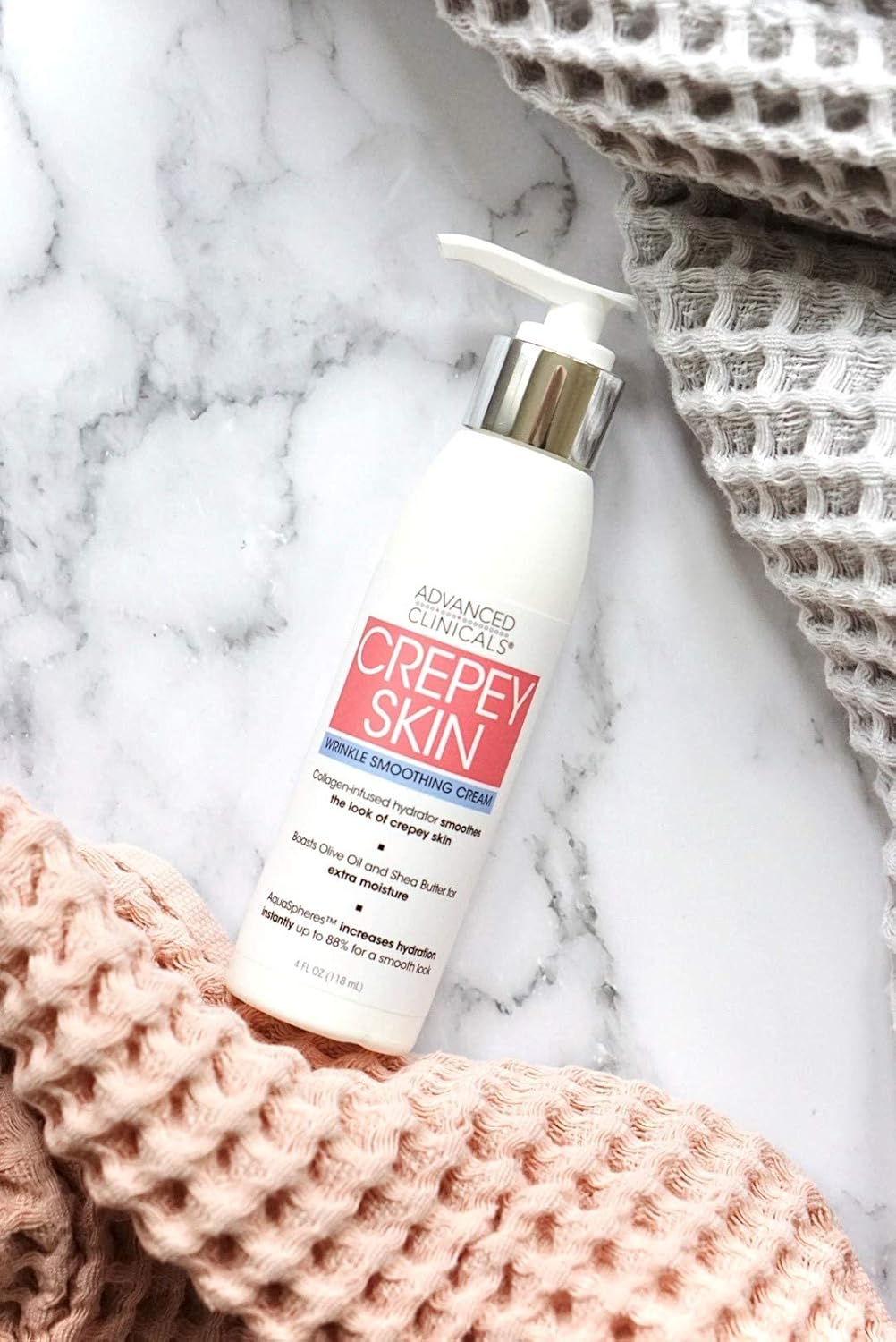 Advanced Clinicals Ac Crepey Skin Wrinkle Smoothing Cream for Body, Neck, Decollete. Anti-Aging Cream with Collagen, Shea Butter, and Hyaluronic Acid. Large 4Oz Bottle with Pump. (4 Oz) image number 4