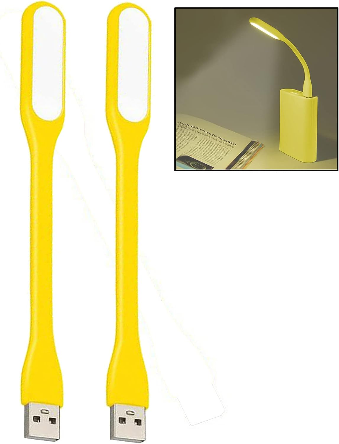 Soseelnee Flexible Mini Light, Portable USB LED Reading Night Lamp for PC, Laptop, Laptop, Power Bank, 2 Pack (Black) image number 5