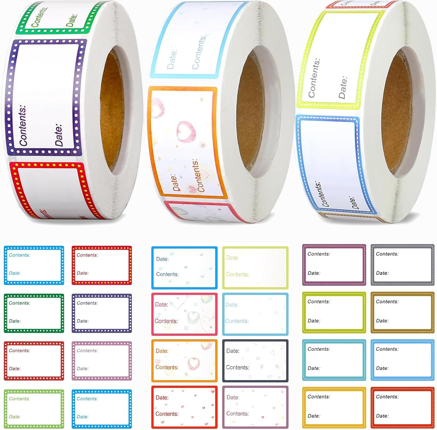 3 Rolls 1500Pcs Freezer Labels, Betterjonny 25 X 40Mm Colored Removable Freezer Labels Self-Adhesive Food Storage Stickers with Strong Adhesion for Office School and Home(3 Styles) image number 6