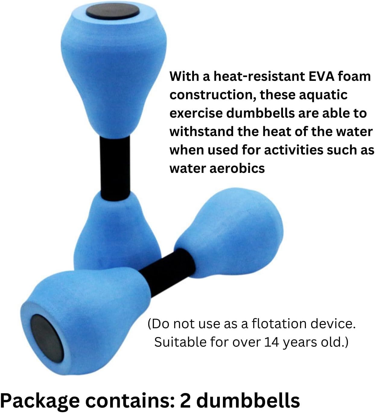 Aquatic Exercise Dumbbells 2Pcs - Portable, Lightweight Weight Approx. 68G, Heat Resistance EVA Foam Water Dumbbells for Strength Training, Water Aerobics, Sports, Swimming Pool Exercise Fitness image number 4