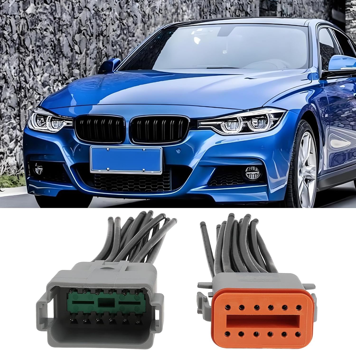 Emagtech 2Pcs 12 Pin Automotive Sealed Electric Plug DT04-12P DT06-12S for Automotive and Industrial Applications 15Cm 14AWG image number 3