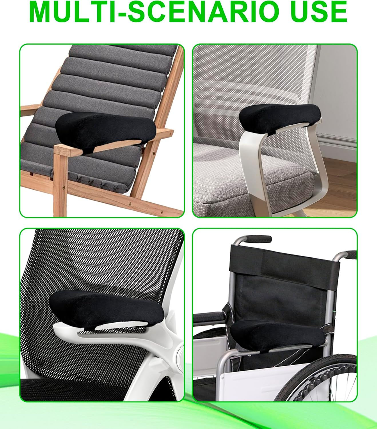 Ergonomic Office Chair Armrest Pads, Memory Foam Cushion Arm Rest Pad Covers Suitable for Gaming Chairs, Wheelchairs and Desk Chairs (Set of 2) Black1 image number 2