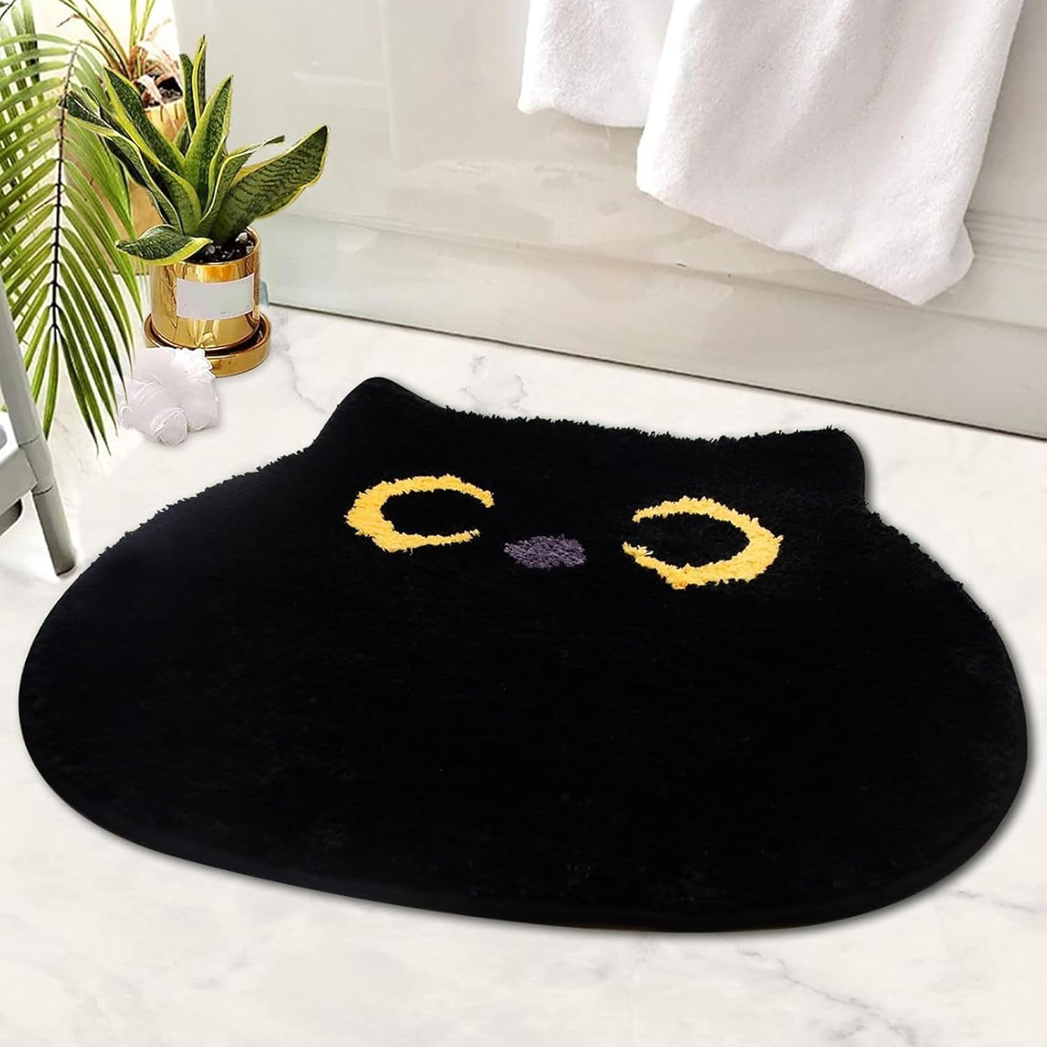 Black Cat Bath Mat, 55 Cm Bathroom Rug, Soft Non-Slip Cat Rug, for Kitchen, Bedroom, Home Decoration image number 1
