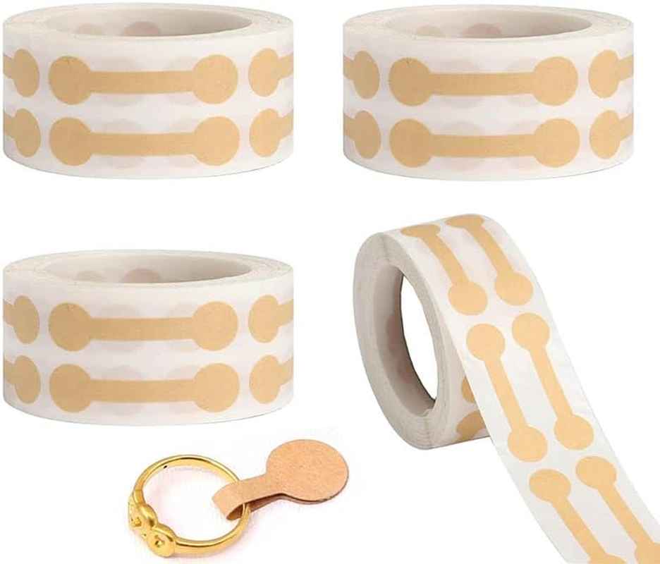4 Rolls Jewelry Price Tags Stickers,Round Jewelry Price Tag Stickers Short Dumbbell Self Adhesive Blank Tags Labels,Jewelry Price Tags Stickers Blank Jewelry Tags for Earring Necklace Bracelet (Brown)