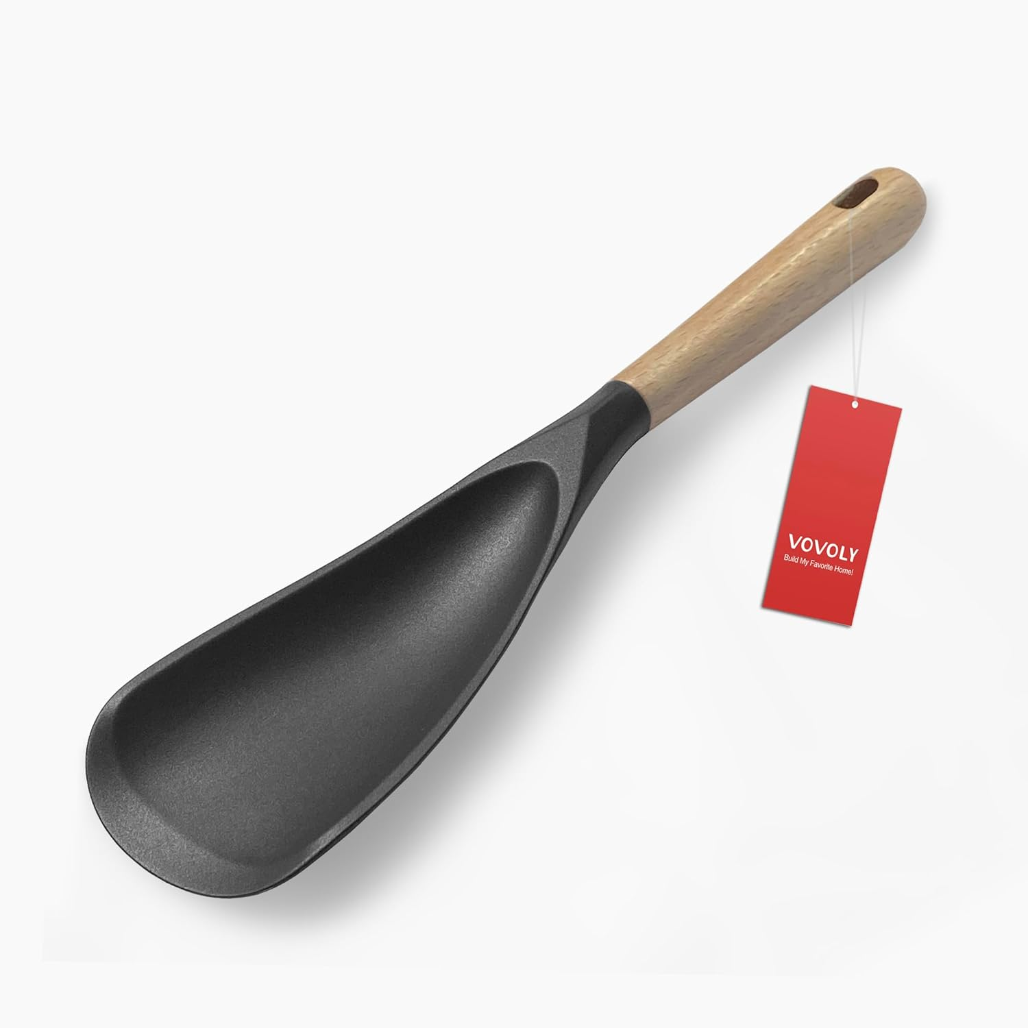 VOVOLY Cooking Spoon for Nonstick Cookwares, Silicone Spoon for Mixing, Scoop, and Scrape, Black image number 6