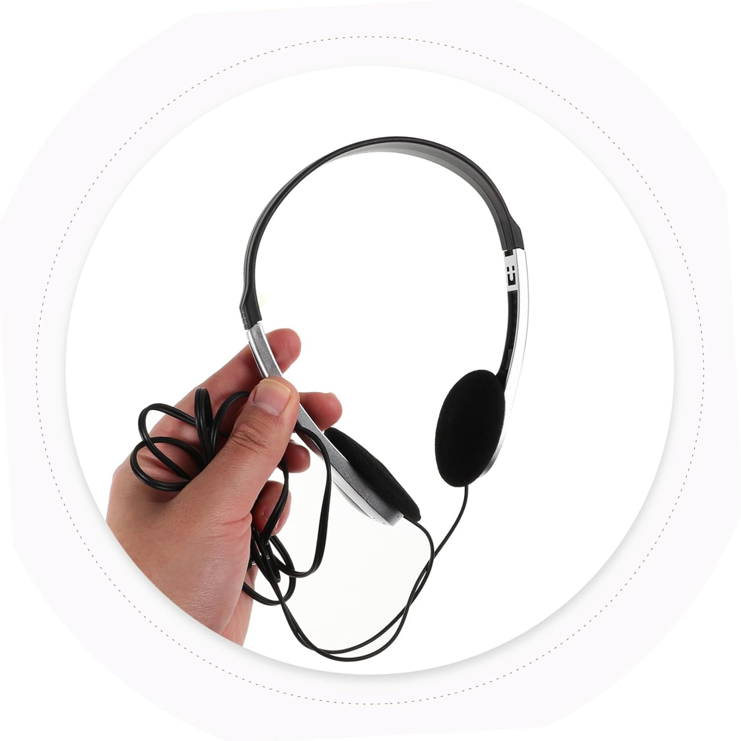 ROMISBABA Retro Silver Wired Ear Headphones with Inline Controls for Students and Compatible with Computers Phones Tablets Clear Sound for Classroom Library Gaming and Travel Use image number 3