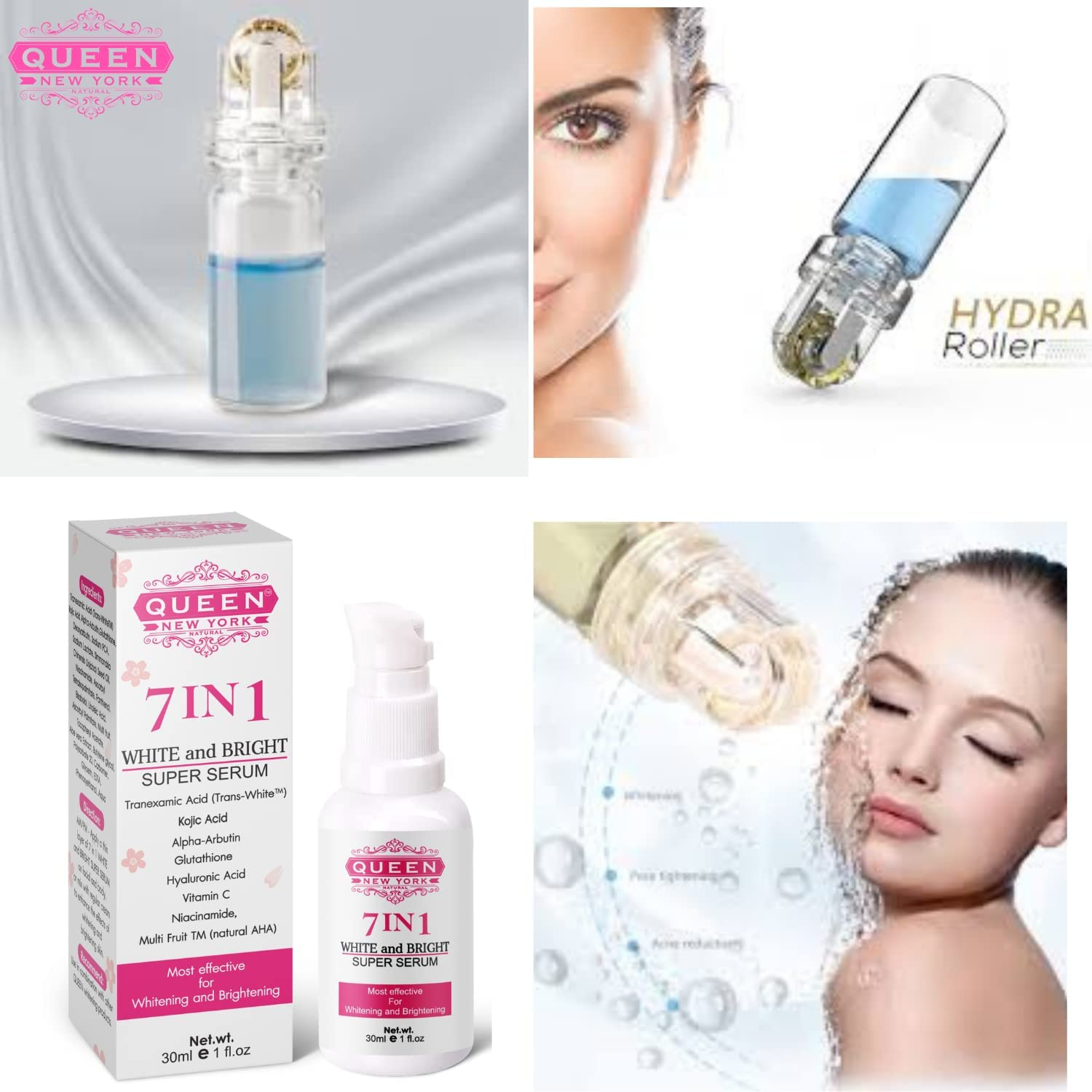 QUEEN 7In1 White Bright Super Serum-5% Tranexamic Acid,5% Kojic Acid,2% Alpha Arbutin-Dark Spot Remover Melasma Treatment anti Aging Vegan Cruelty Free-No FRAGRANCE (Pack of 1) image number 4