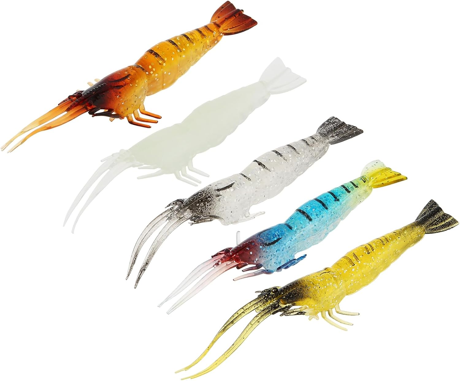 Origlam 10Pcs Soft Baits for Shrimp Baits Soft Silicone Shrimp Fishing Lure Artificial Bait Fishing Hooks Jigs with Hooks for Trout Bar Salmon