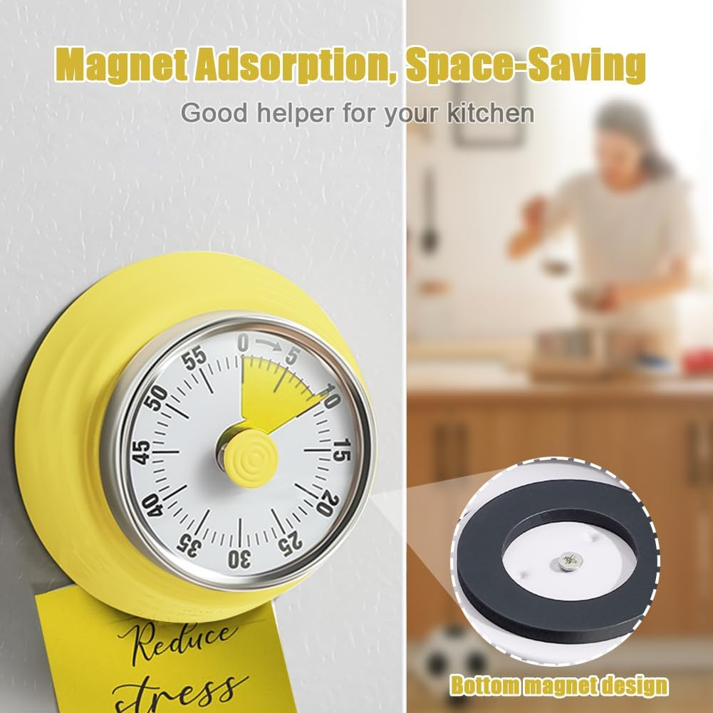 Wind up Kitchen Timers, 60 Minute Mechanical Visual Timer Outlet Magnetic Countdown for Classroom Cooking Fitness Baking Studying Teaching,Home MOD ADHD Tools Homeschool Supplies for Kids Seniors image number 1