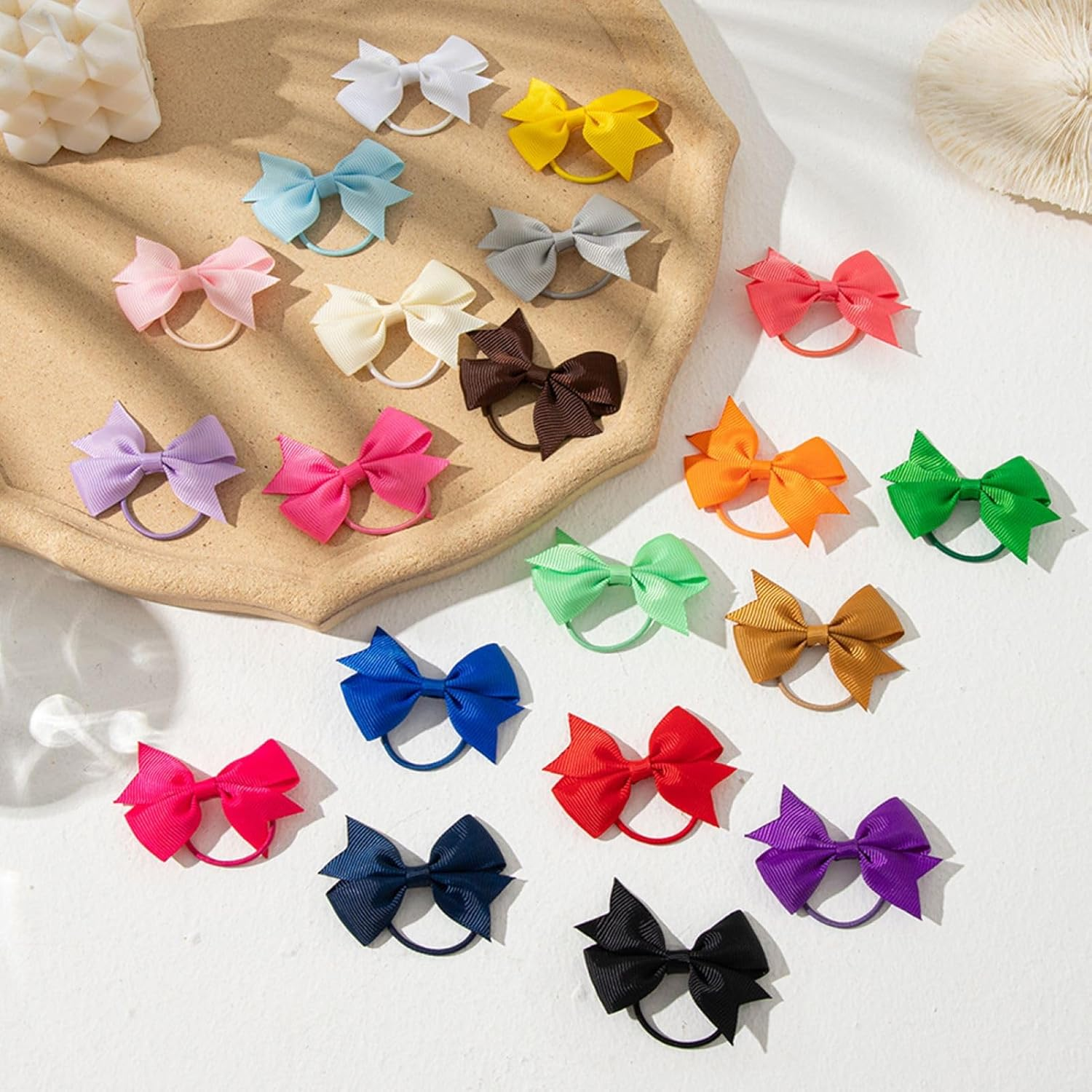 JOVALA 24PCS Baby Hair Ties with Bows for Toddler,2.2 Inch Tiny Hair Bows with Elastic Loop Ponytail Ties Pony Tail Holder Hair Bands Accessories for Infants Toddlers Baby Girls Kids image number 5