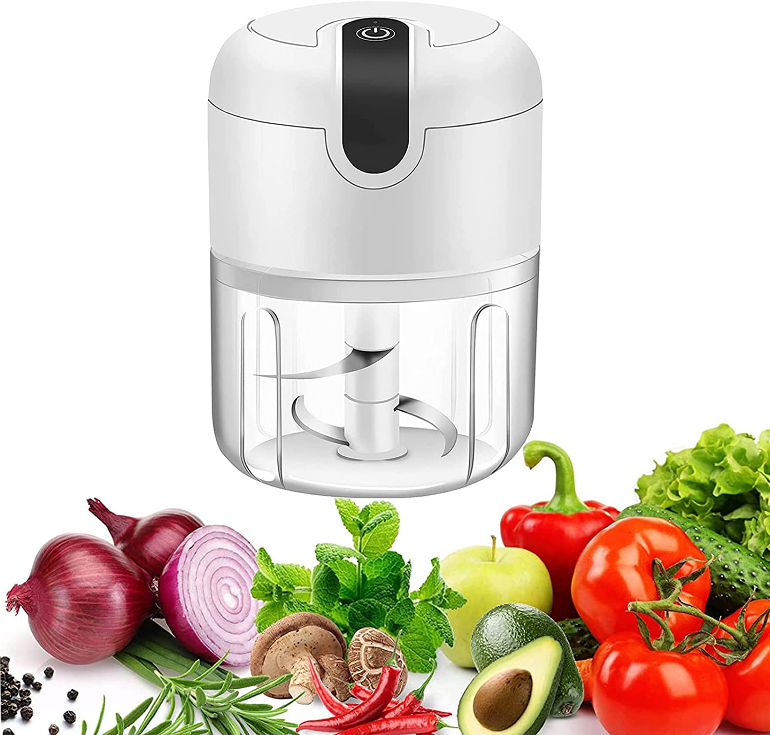Electric Mini Garlic Chopper,Food Processor,Portable Cordless Garlic Mincer Masher,Meat Grinder with USB Charging for Vegetable,Chili,Fruits,Ginger,Baby Food,Seasoning 250Ml(White) image number 5