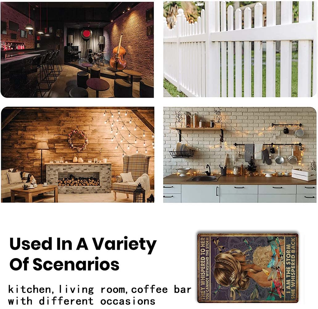 They Whispered to Her You Cannot Withstand the Storm I Am the Storm She Whispered Back Metal Tin Signs (16) Hippie Dragonfly Decor Iron Painting for Home Kitchen Garden Wall Art Poster 8X12 Inchs